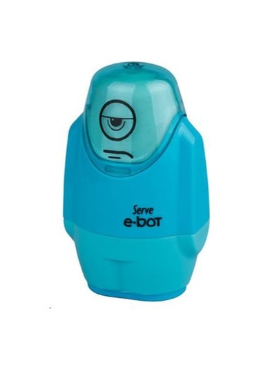 Serve E-Bot Silgili Kalemtraş Fosforlu  Mavi