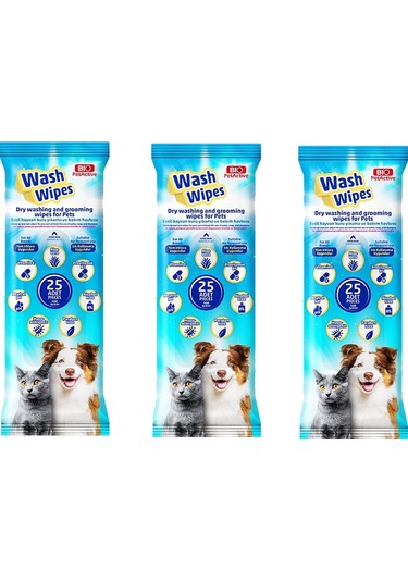Bio Pet Active Wash Wipes Kuru Yıkama Ve Bakım Havlusu 3 x 25'li
