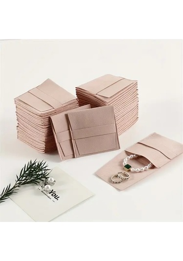 Willowhaven 50 Adet Zarif Süet Görünümlü Toz Geçirmez Kapanışlı Takı Çantası Gri