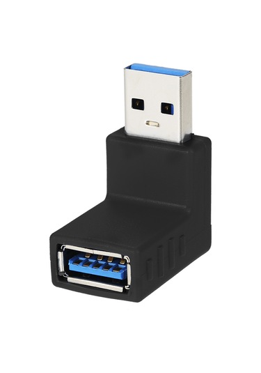 Skycity Usb 3.0 Am/af 90 Derece Yukarı Dönük Adaptör - Hızlı 5 Gbps Transfer, Sertifikalı Çevre Dost Malzeme, Siyah, Bağlantı Gerilimini Azaltır