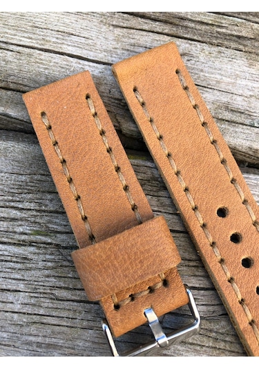 24 Mm Deri El Yapımı Taba Renk Gerçek Deri Kordon