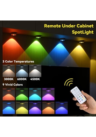 Willowhaven 3 Paket Şarj Edilebilir Led Gece Lambası Uzaktan Kumandalı Rgb Ve Sıcak Beyaz Işık, Aydınlatma Ahşap