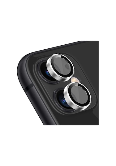 Buff Apple Uyumlu iPhone 11 / 12 / 12 Mini Kamera Metal Lens Koruyucu Gümüş