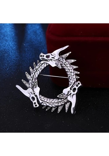 Flybuy Besthome1 1 Adet Moda Gotik Üç Başlı Yuvarlak Rozet Takım Elbise Aksesuarı Gümüş Renk Noel Ürünü Gümüş