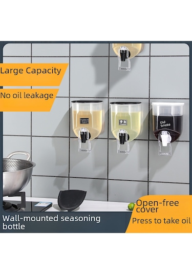 Dianziye Duvar Takılı Mutfak Şişesi Seti Siyah, 2 Adet - Şeffaf, Sızıntısız, Ölçülebilir Yağ/sos/sirk Depolama Kabı Diğer