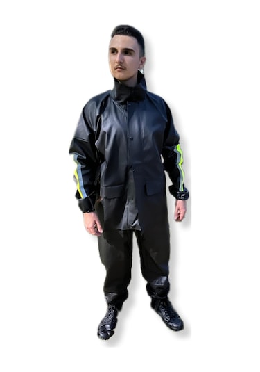 Geborgenheit Reflektörlü Cepli Motorcu Kalın Motosiklet Yağmurluk