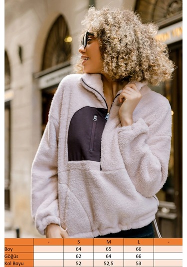 Scorp Fever Kadın Peluş Sweatshirt Bej Standart Çok Renkli