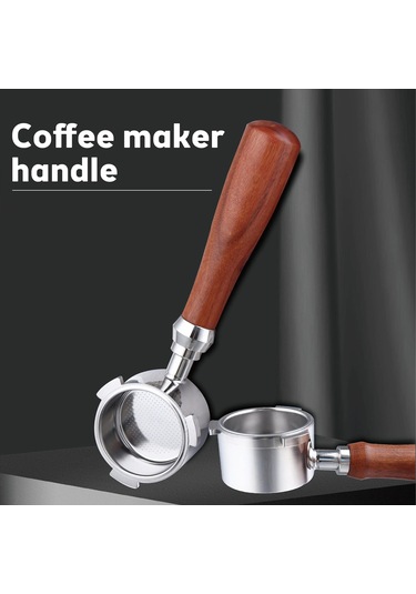 Qingmipy Delonghi Ec685/ec680 Uyumlu 51mm Ahşap Saplı Paslanmaz Çelik Portafiltre Seti, Kaşık Ve Temizleme Fırçası Dahil Diğer