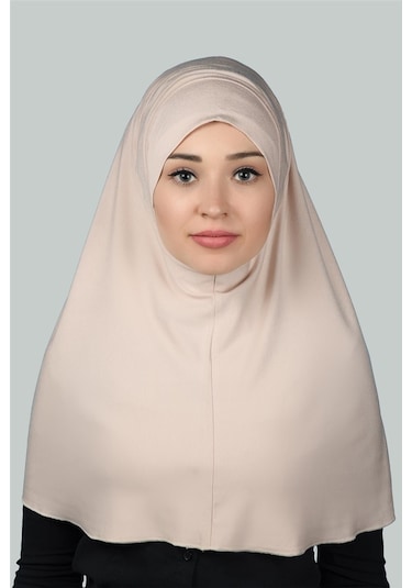 Hazır Türban Pratik Eşarp Tesettür Hijab - Namaz Örtüsü Xl Bej