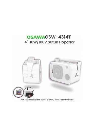 OSW–4314T 10 CM 10W 100V Trafolu Sütun Hoparlör