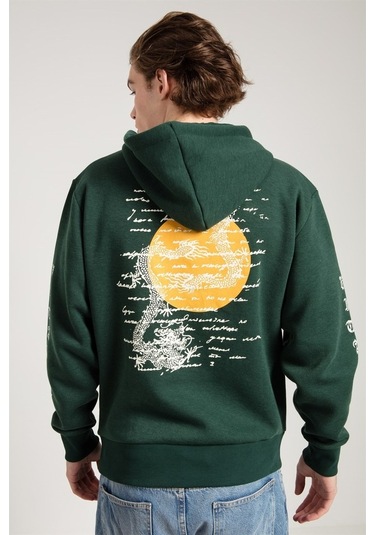 Jahr Marc Dragon Baskılı Yeşil Oversize Erkek Sweatshirt Yeşil