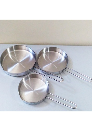 Paslanmaz Çelik Sos Tavası 3lü Sığ Tava Seti 12-14-16cm Filinta S