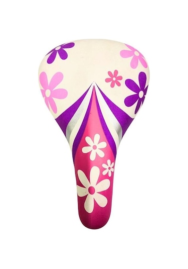 Sarissa Kız Çocuk Bisiklet Selesi 16-20 Jant Uyumlu Çiçek Desenli Beyaz Pembe Lila Renk Beyaz - Pembe