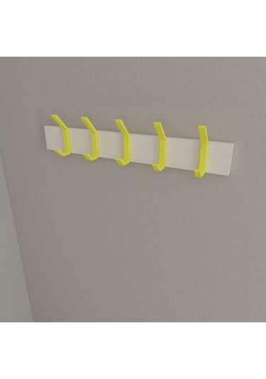 Hepsi3boyutlu Modern Duvar Kapı Askılık - 5 Adet Sarı Askılık Sarı