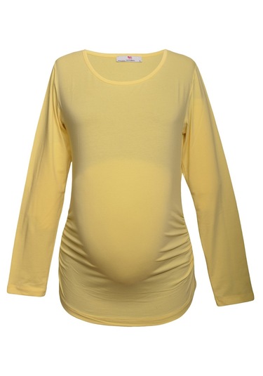 Luvmabelly 2301-2309 Pamuklu Uzun Kollu Hamile T-shirt-sarı