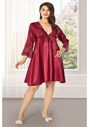 Alissa 8610 Kadın Saten 6'lı Set-bordo Bordo