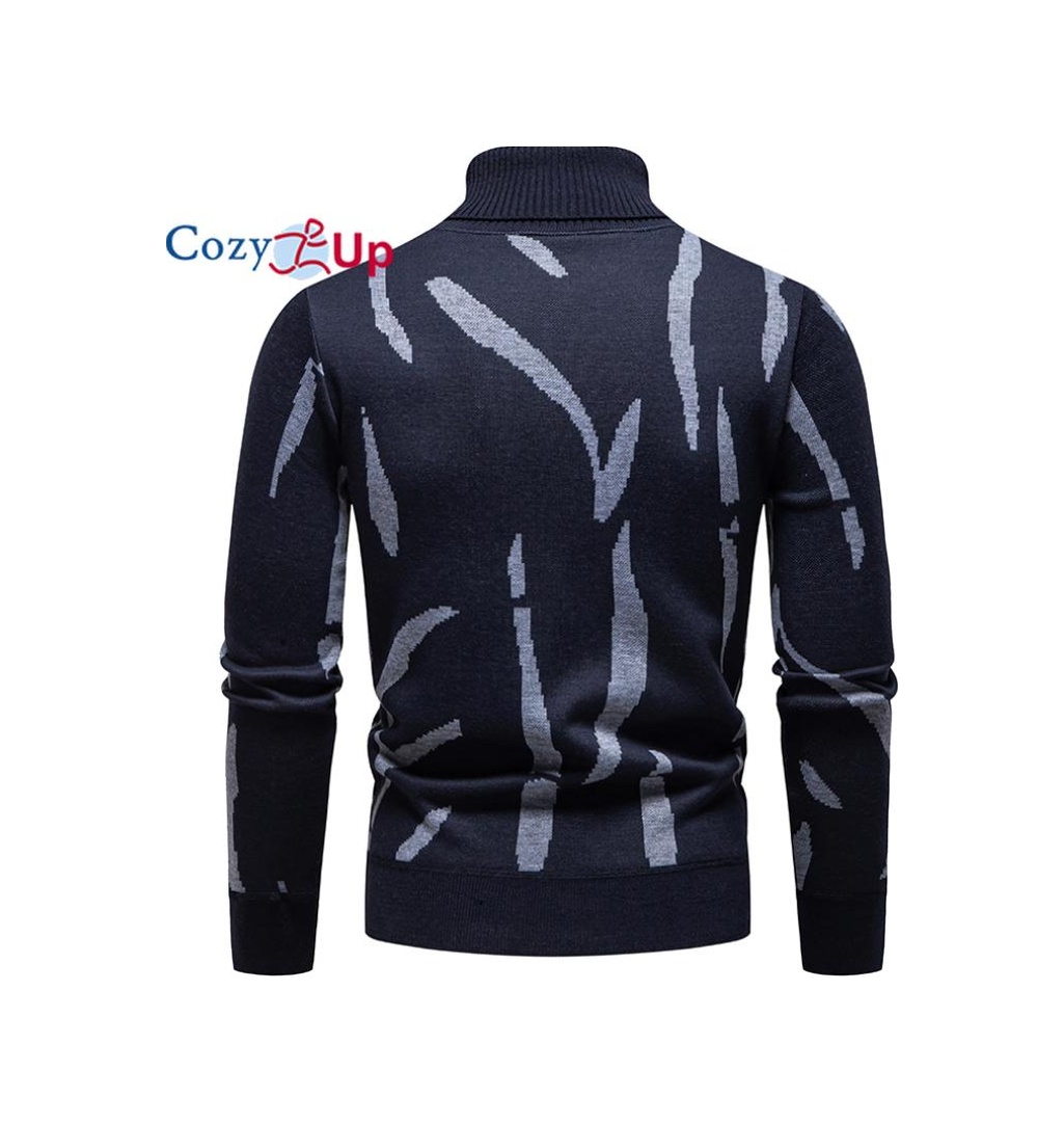 Cozy Up Erkek Kalınlaştırılmış Ve Kabarık Yüksek Yaka Kazak Açık Gri