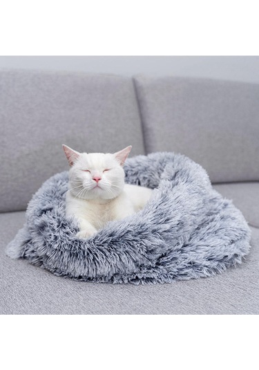 Suntek Kedi Uyku Tulumu Rahat Kapalı Yatağı Mağarası Gri
