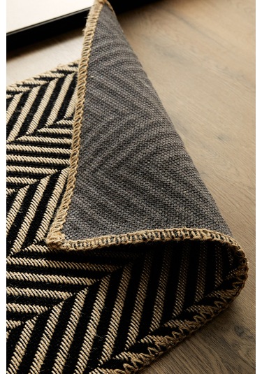 Ocean Home Textile Siyah Renk Balıksırtı Jüt Paspas 50  x  70 CM