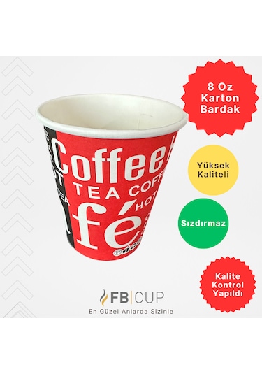 Fb Cup 8 Oz Karton Bardak 1.000 Adet Sızdırmaz