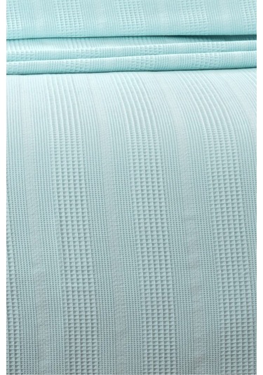 %100 Pamuk Çift Kişilik İki Renkli Kopanaki Dantelli Waffle Pike-210x230 Cm-bebe Mavisi Bebe Mavisi