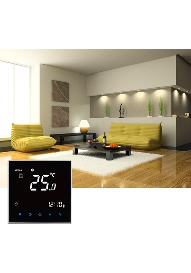 Sones Bht-2001 3a Yük Su Isıtma Tipi Lcd Dijital Isıtma Oda Termostatı, Ekran Saat / Sıcaklık / Zaman / Hafta / Isı Vb. Siyah