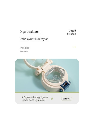 Tuomeng Paslanmaz Çelik Termos Bardak, Güzel Görünümlü Öğrenci Su Bardağı, Basit, Taşınabilir, Açılır Kapaklı, Kullanışlı Bardak, 460ml, Gri