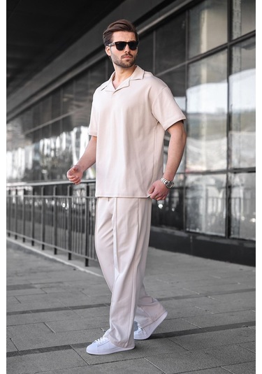 Madmext Taş Rengi Polo Yaka Erkek Alt Üst Takım E7356 Taş Rengi