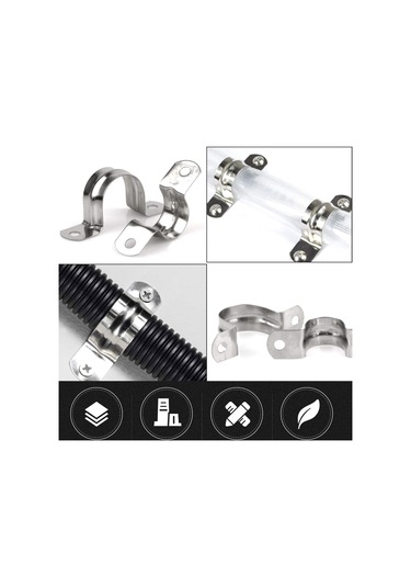 Ximistore9 30 Adet M40 1.5 İnç 304 Paslanmaz Çelik Ağır Duty İki Delikli U Tipi Boru Sabitleyici, Korozyona Dayanıklı Kanal Tutucu