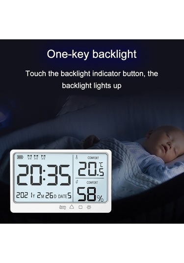 Dancemonkey Geek Elektronik Sıcaklık Nem Ölçer Termometre - Beyaz