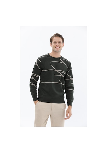 Finesuits Erkek Desenli Kazak 2422201028.dsoyr Haki