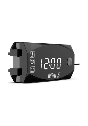 Gerilim Saati Ve Sıcaklık 3'ü 1 Arada Led Elektronik Metre Büyük Ekran Dijital Ekran Su Geçirmez Ve Toz Geçirmez Voltmetre Beyaz Işık Beyaz