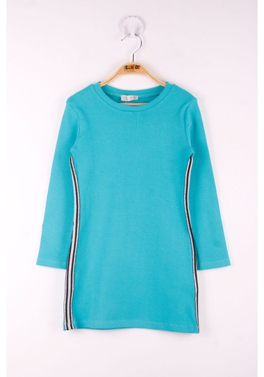 Toontoy Kız Çocuk 2 Yandan Şeritli Elbise Nar Çiçeği