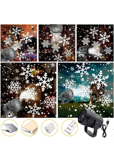 Kangvka Noel Işıklı Projeksiyon Aydınlatması - Döner Desenli Laser Sahne Işığı - Stüdyo Ve Parti Atmosferi Işığı Siyah