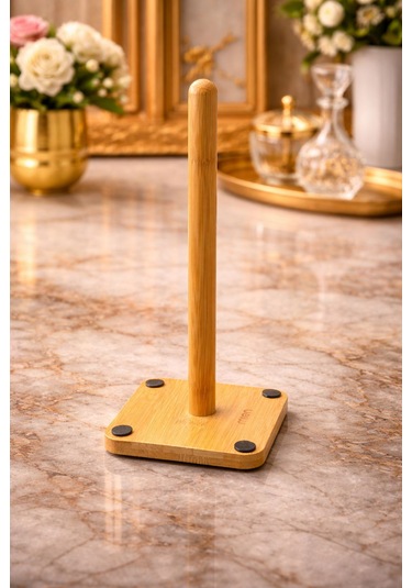Bambu Kağıt Havluluk Düzenleyici Banyo Peçetelik Açık Sarı