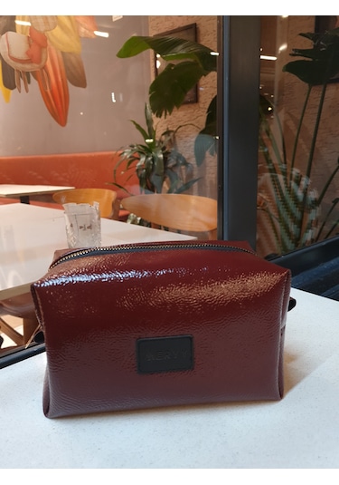 Meryy Collection Suni Deri Görünümlü Makyaj Çantası