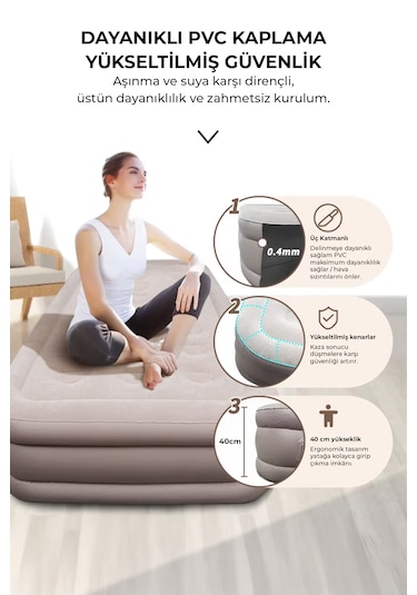 Robo Kendi Kendine Şişen Otomatik Tek Kişilik Yatak Bej