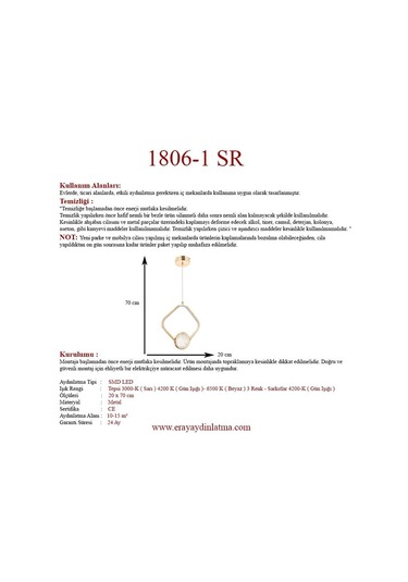 Eray Aydınlatma 1806-1 Gold Kristalli Led Avize Sarı