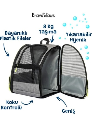 Brave Paws Kedi Köpek Çantası Yıkanabilir Hava Alan Piramit Model
