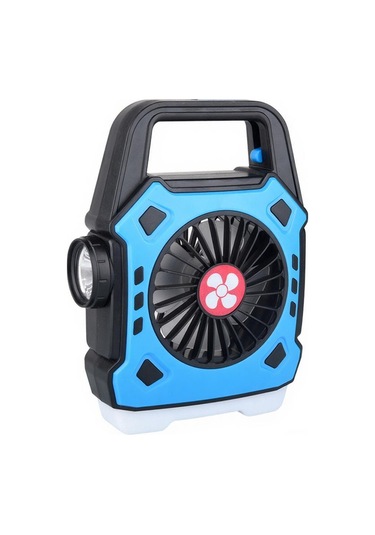 Kangvka Kamp Için Çift Fonksiyonlu Usb Şarjlı Fan Ve Işık - Taşınabilir Outdoor Led Aydınlatma Ve Soğutma Cihazı Siyah/mavi