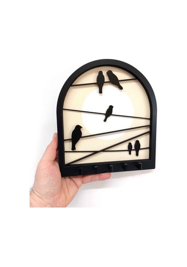 Cajuart Tel Üstünde Kuşlar Katmanlı Tasarım Duvar Askılık Anahtarlık Duvar Dekoru