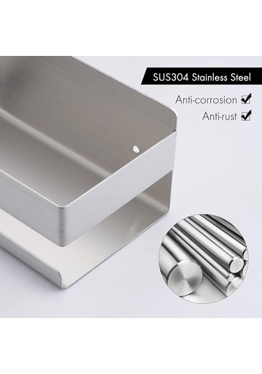 Duvara Monte Duş Rafı Banyo Rafı Sus304 Paslanmaz Çelik Sepet Tutucu 23cm Fırçalanmış Diğer