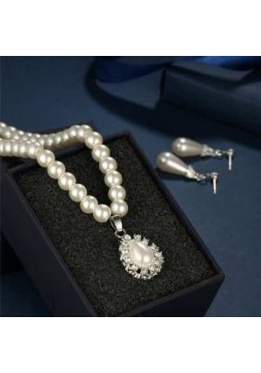 Trend Pırlanta İşlemeli İnci Takı Seti Sevgililer Günü