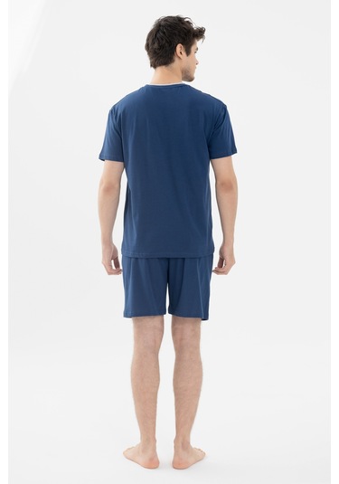 Erkek Double Yaka Şortlu Pijama Takımı Ko6304ts-1 İndigo