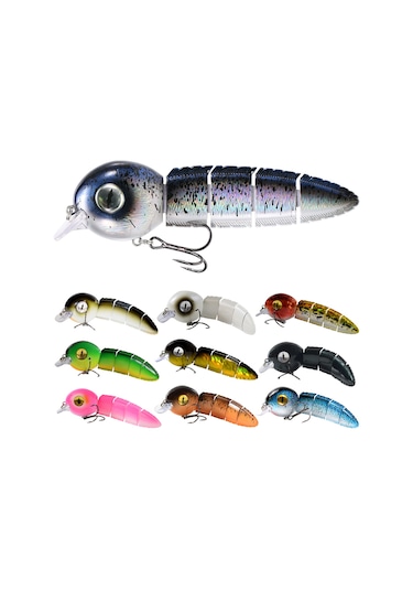 Yuntech01 5 Bölümlü Canlı Yüzme Davranışı Sağlayan, Keskin Üçlu İğneli Abs Malzeme Balık Yemi - 15.2cm, 40g