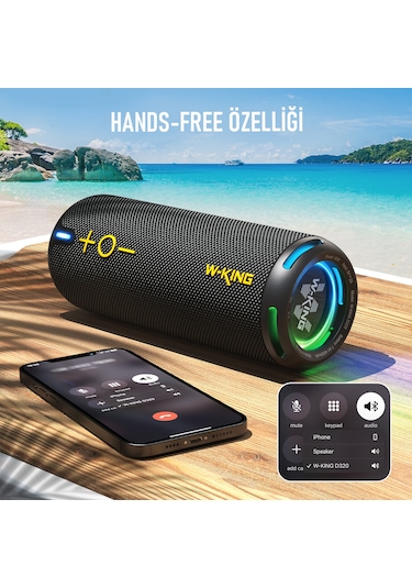 W-kıng D320 Bluetooth Hoparlör, 40w 360 Surround Boombox, 24 Saate Varan Çalma Süresi, Ip67, Kablos
