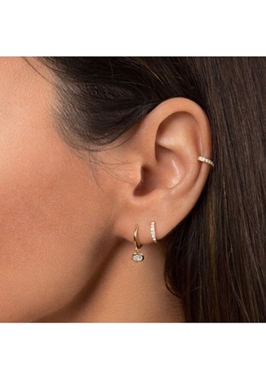6 Mm Gold Taşlı Halka Piercing Tragus Forward Helix Kıkırdak Çok Renkli