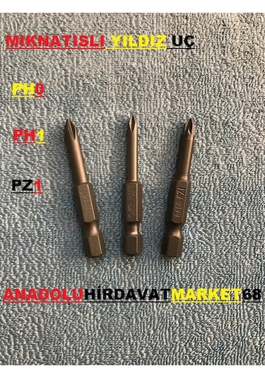 Mıknatıslı İnce Yıldız Uç Vida Sıkma Ucu Bits Uç Ph0 Ph1 Pz1