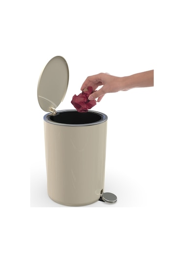 Primanova Lenox Pedallı Çöp Kovası 5Litre Bej. Bej