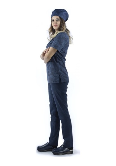 Scrubs Koyu Kamuflaj Desenli 3901 Kadın Tek Üst Forma